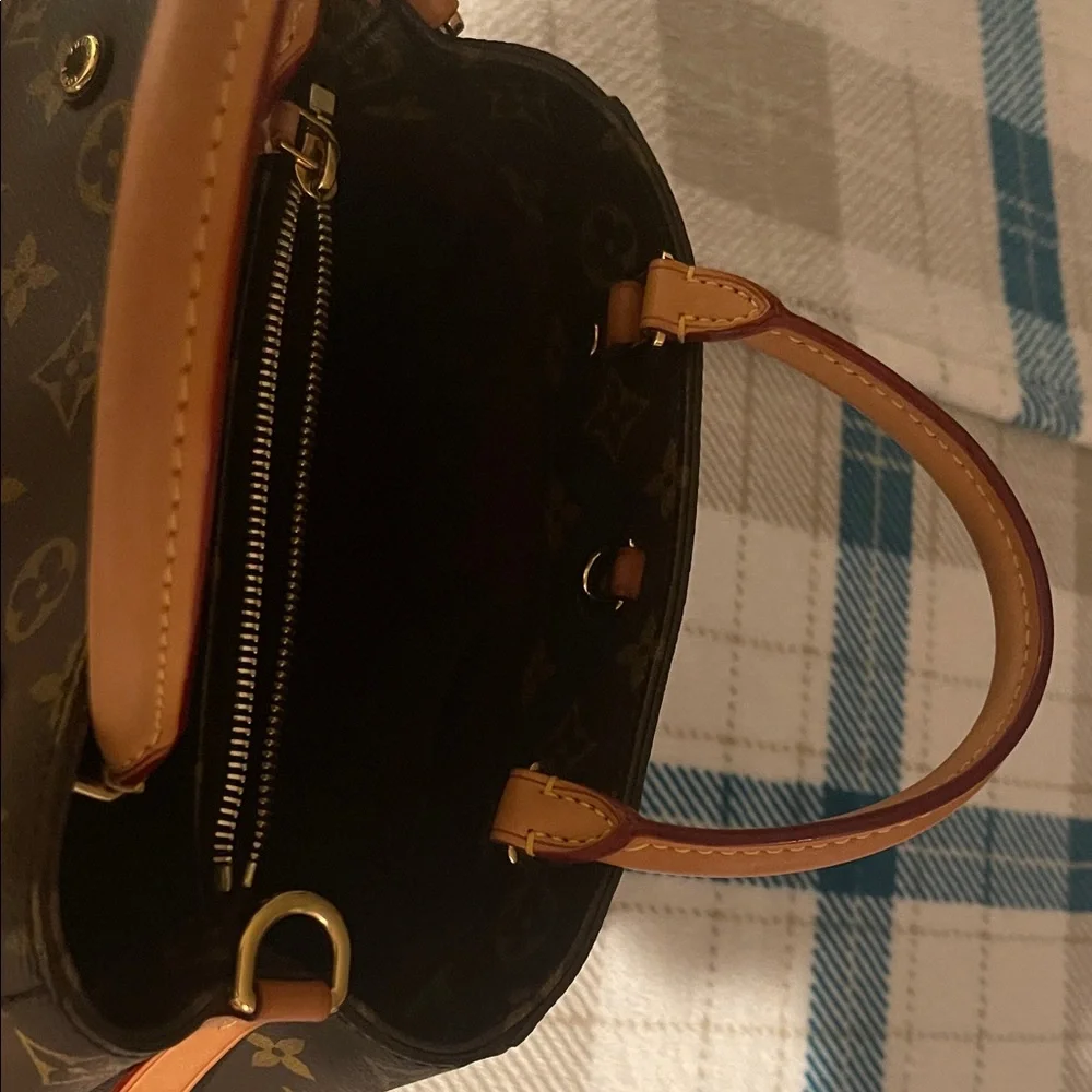Louis Vuitton Monogram Satchel with Tan Leather Handles